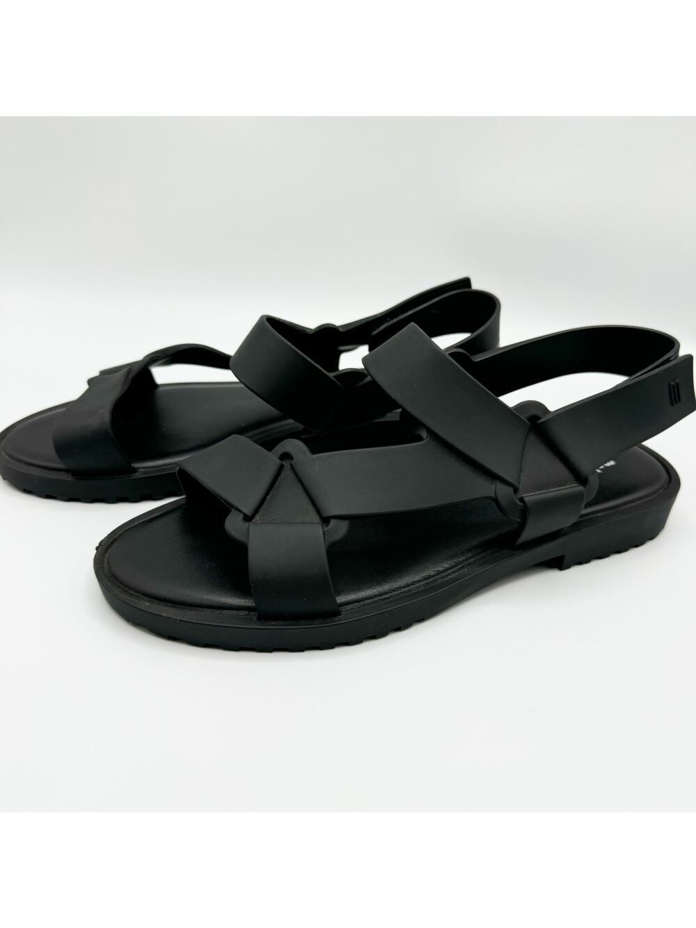 Melissa Black Rubber Sporty Flat Sandals Size 39 US 8